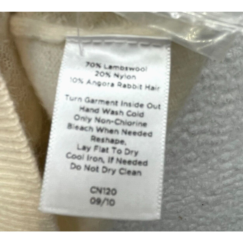 Talbots Cardigan Womens Medium Cream Petite Lambswool Sequin Button Up Rabbit - Picture 6 of 10